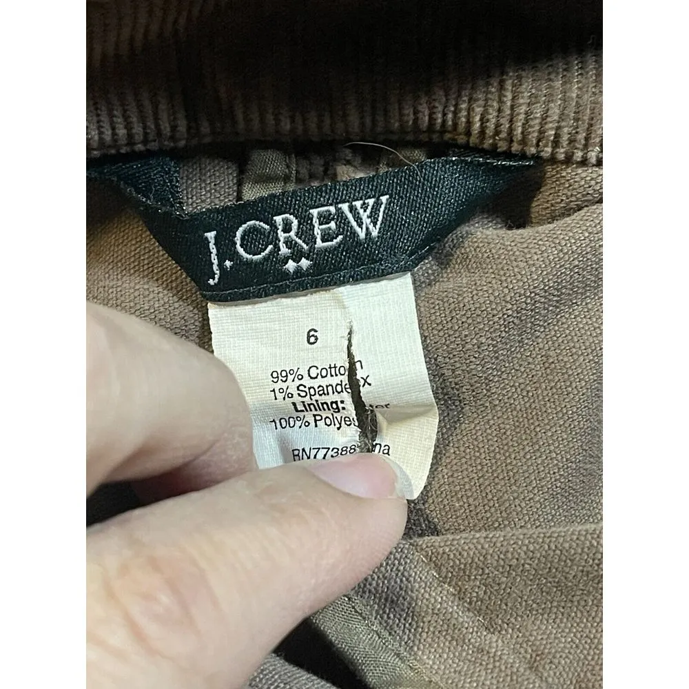 J Crew Sz 6 Brown Corduroy Blazer  Preppy Classic 1 Button‎ Pockets S-308 - Image 3