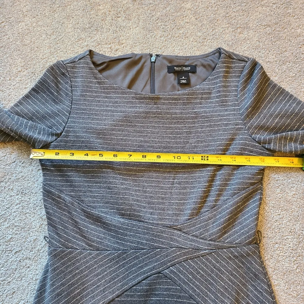 White House Black Market Dress Size 4 Slimming Wrap Waist Shimmer Striped - Image 5
