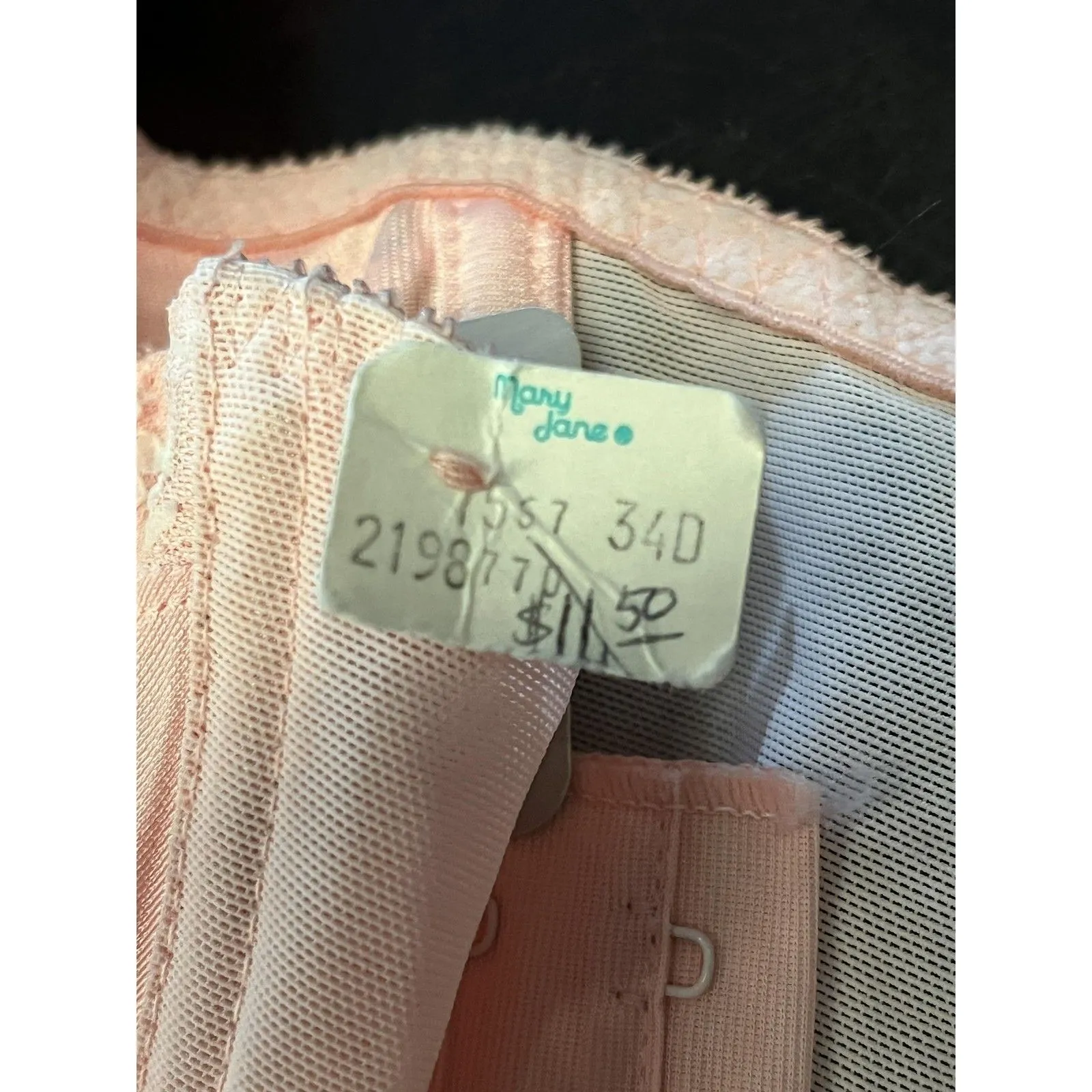 Mary Jane Bra Womens 34D Blush Pink Unlined Underwire Lace Made in USA Style 75 Size undefined - Image 4