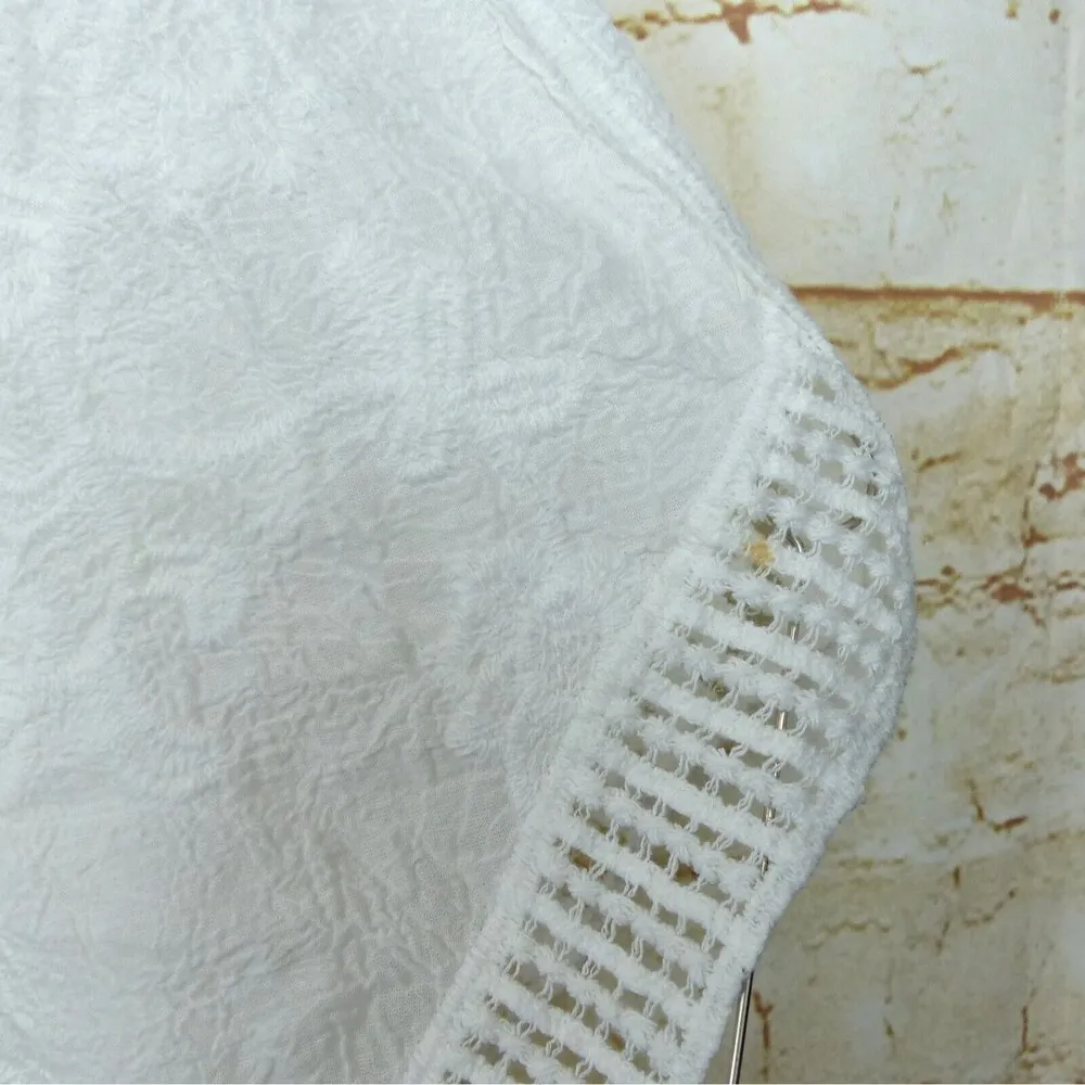 World Market Top Womens One Size White Lace Floral Embroidered V Neck Rayon Boho - Image 9