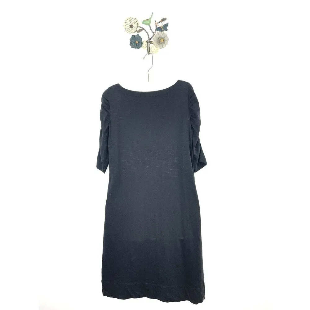 Lilly Pulitzer Black Pima Cotton Size Small Dress Kaleb Ruched Sleeves Boat neck - Image 6