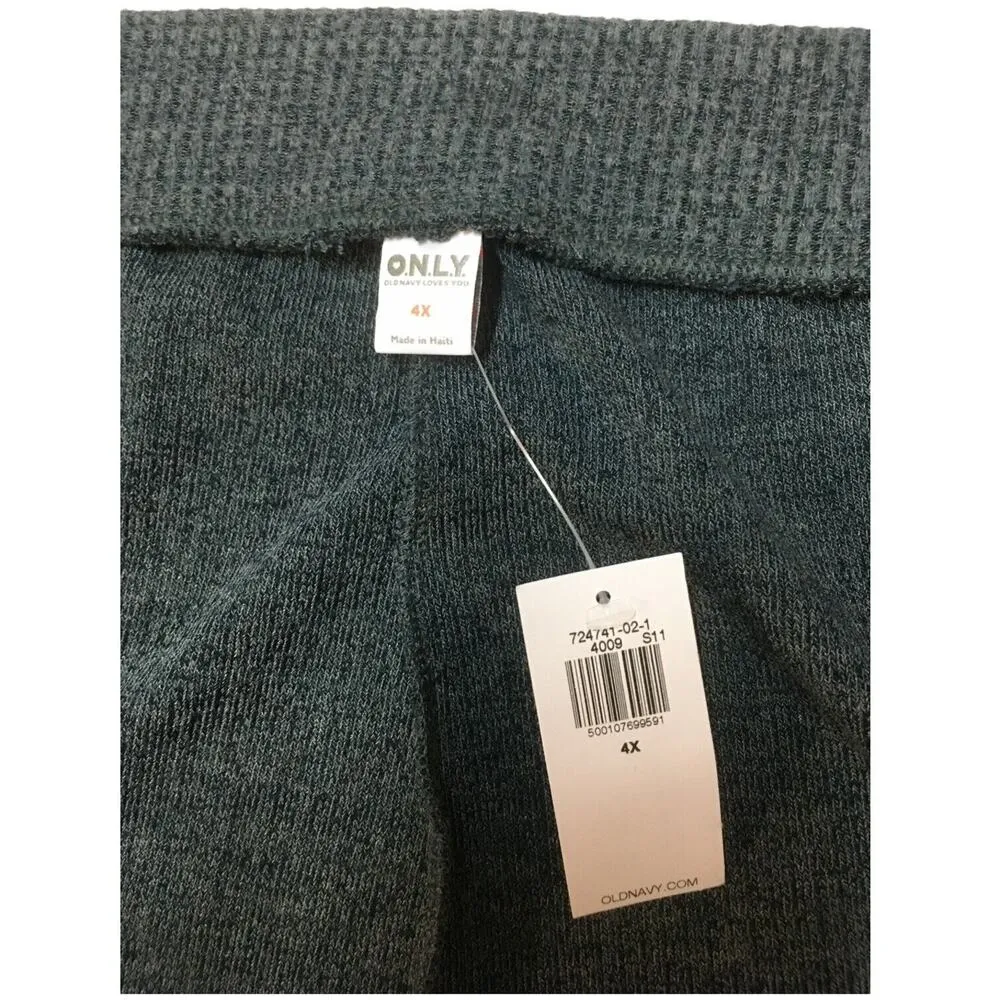 New Old Navy Pants Womens 4X Soft Ribbed Pull On Wide Leg High Rise Lounge Gray - Image 6