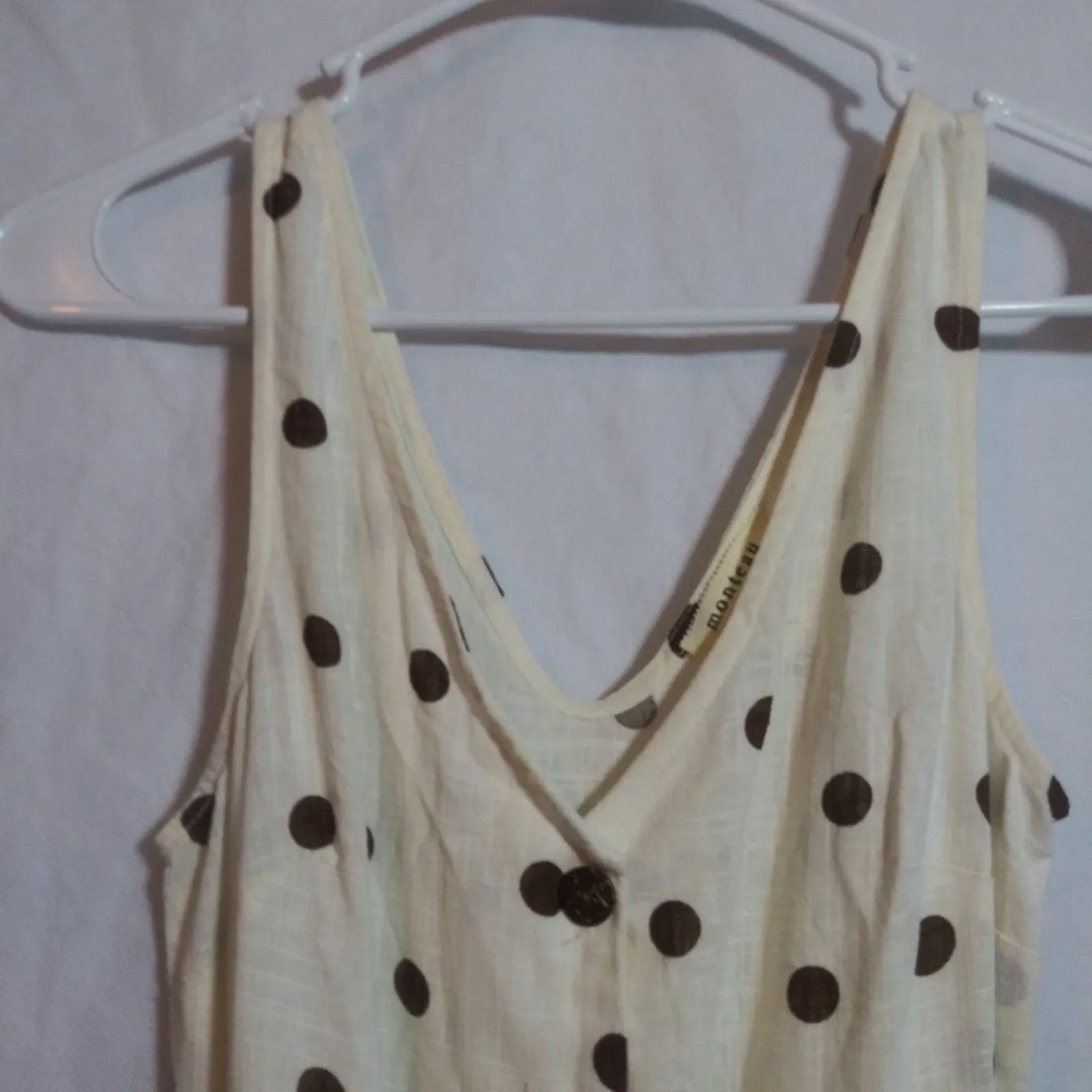 Monteau Juniors Linen Polka Dot Belted Sleeveless Jumpsuit Beach Size Small - Image 6