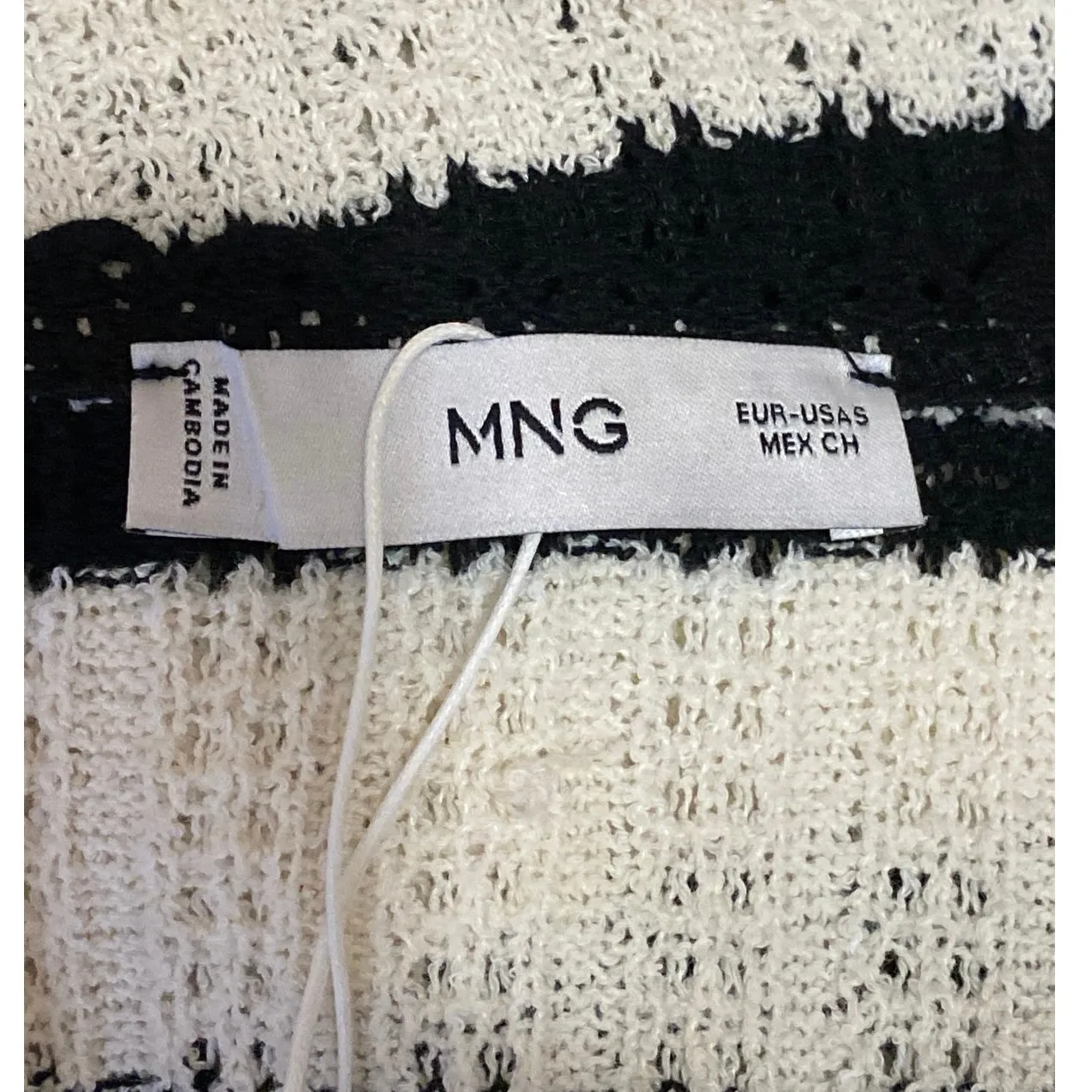 MNG Mango Women's Cream Black Striped Crochet Knit Sleeveless Crop Tank Top Sz S - Image 4