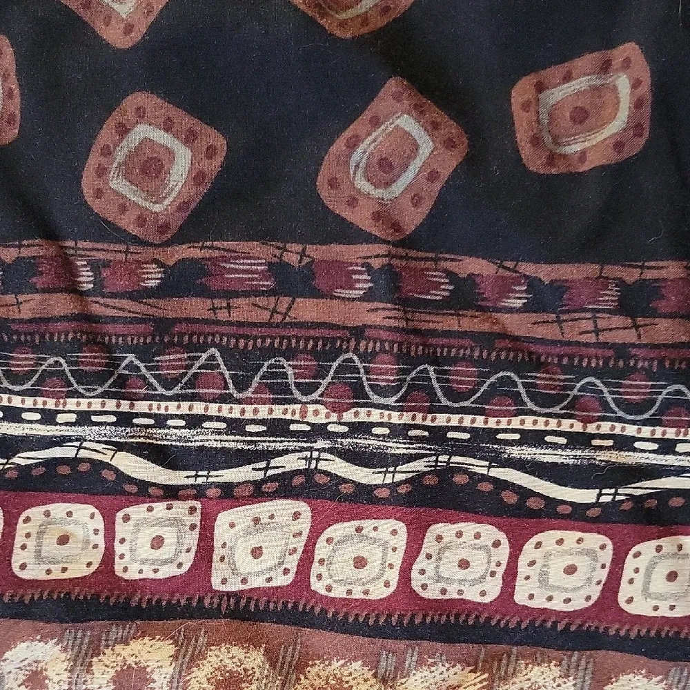 Prophecy Vintage Black and Brown Patterned Skirt Size M Size M - Image 9