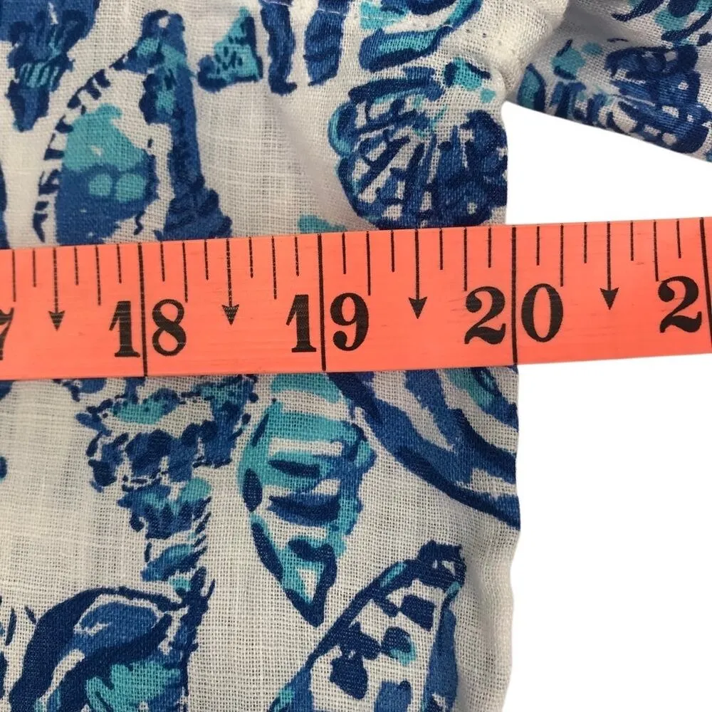 LILLY PULITZER Sea View Linen White Shell Shirt Women M Classic Versatile Resort - Image 12
