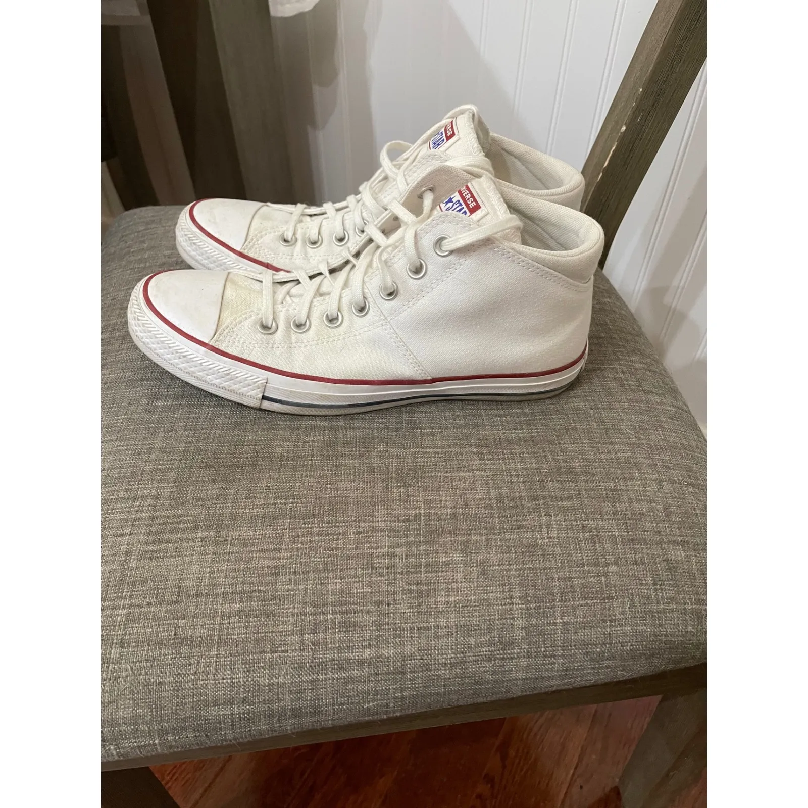 Converse All Star Mid Top White‎ Canvas Sneakers Classic Casual Shoes W10 - Image 2