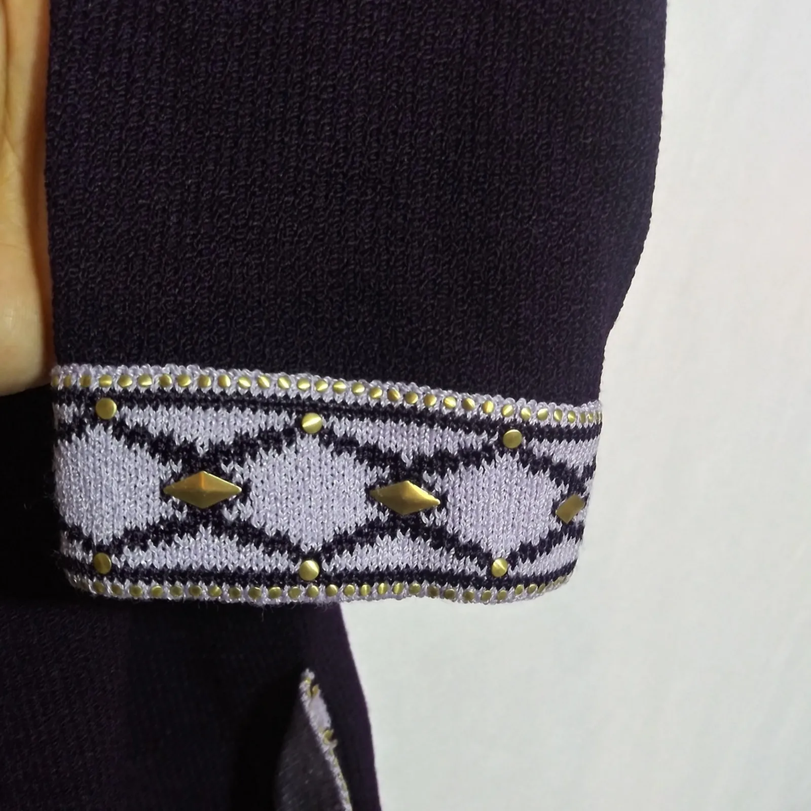 ST JOHN Eggplant Purple Santana Knit Sweater Cardigan Jacket Vintage Size Small - Image 4