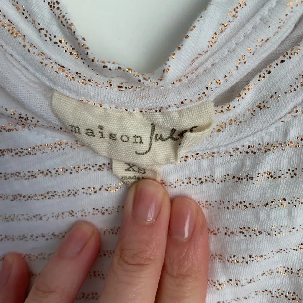 ⭐️ MAISON JULES White & Copper Striped Chiffon Top - Image 2