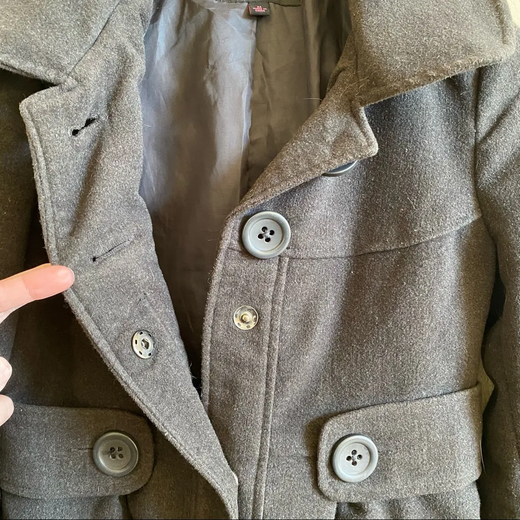 Jack by BB Dakota Snap Front Peacoat Jacket Dark Charcoal Gray Size Medium - Image 4