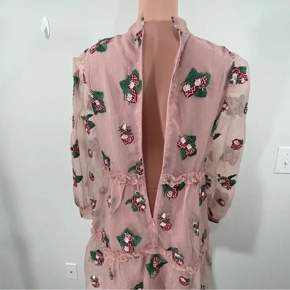 NEW Sister Jane Strawberry‎ Lane Embroidered Smock Tiered Dress Size SMALL Pink - Image 6