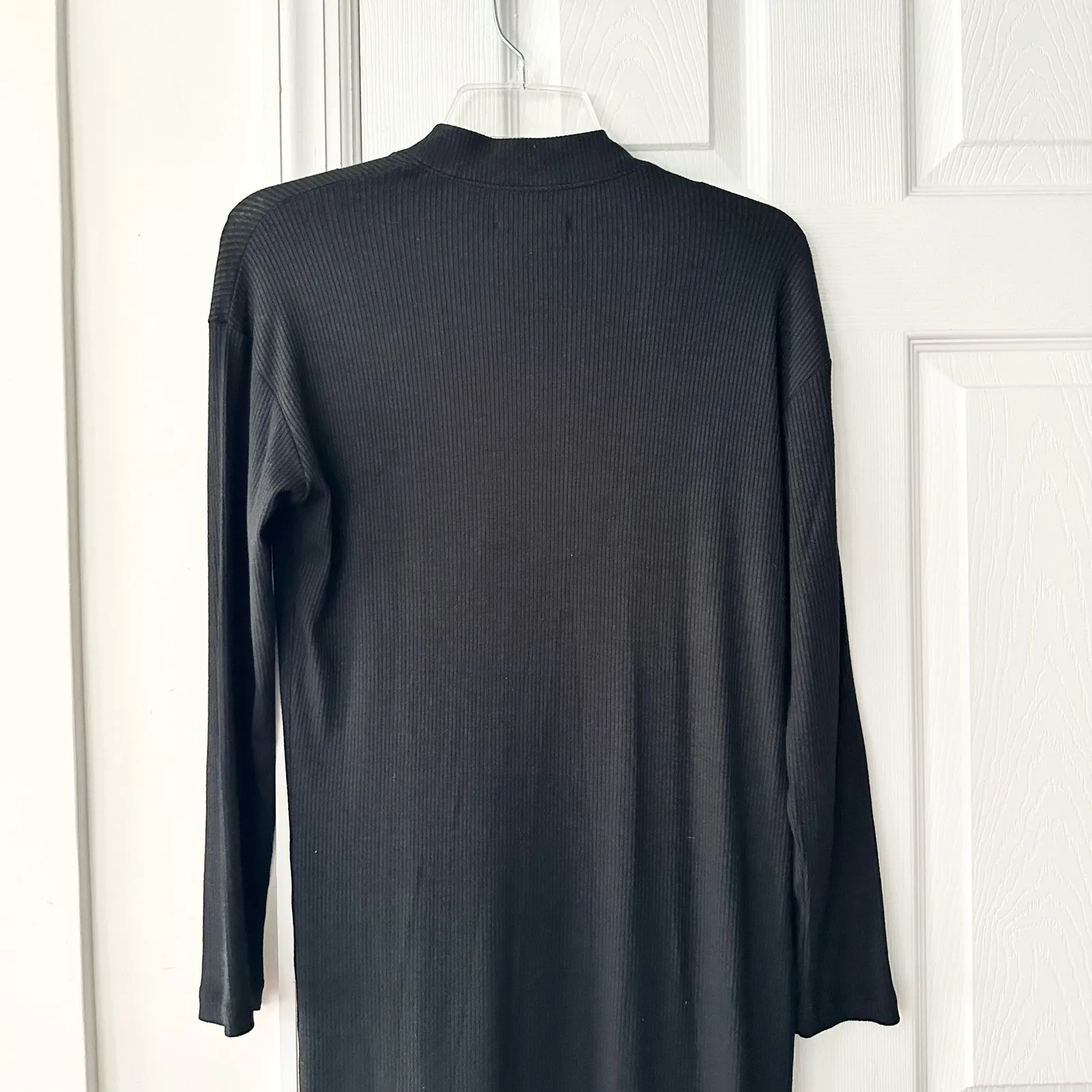 Naadam Black Ribbed Long Line Lightweight Duster Cardigan Button Up XXS - Image 9