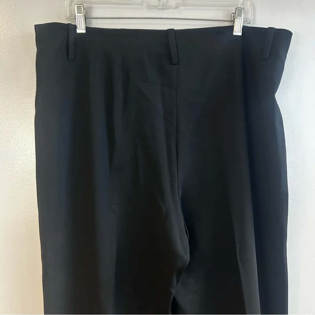 Peter Cohen Black Wool Wide Straight Leg Trouser Pants with Belt Loops Size XL - Image 9