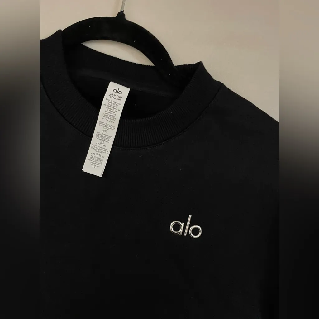 MNWT Alo Yoga Accolade Crew Neck Pullover Black Size XXS Oversized - Image 10