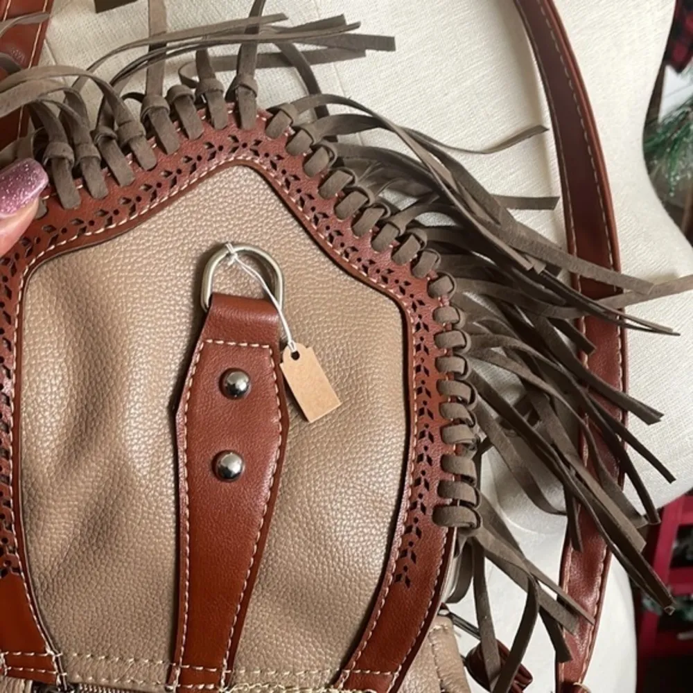 Colorina Crossbody Bag Hobo Shoulder Handbag Retro Bohemian Satchel Purse Tassel Brown - Image 3