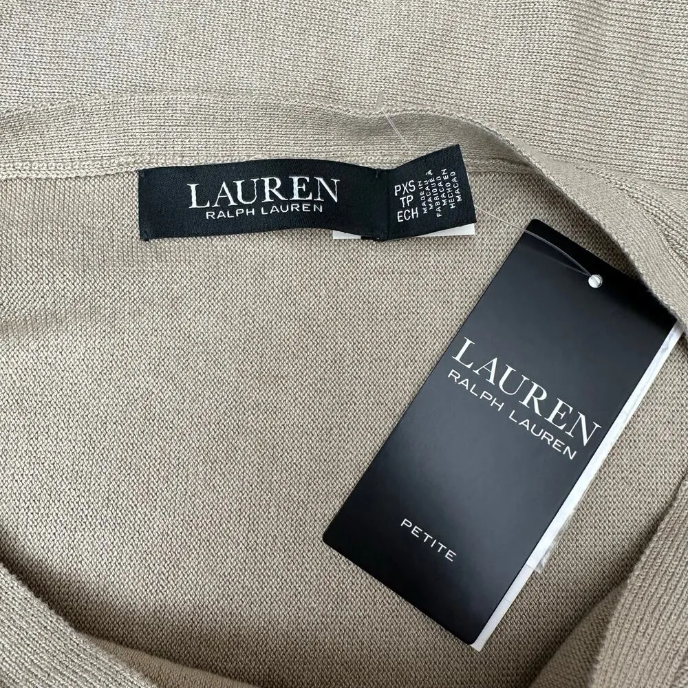 LAUREN RALPH LAUREN Women’s P XS Tan Dolman Sleeve Crop Knit Top Sweater Blouse - Image 5