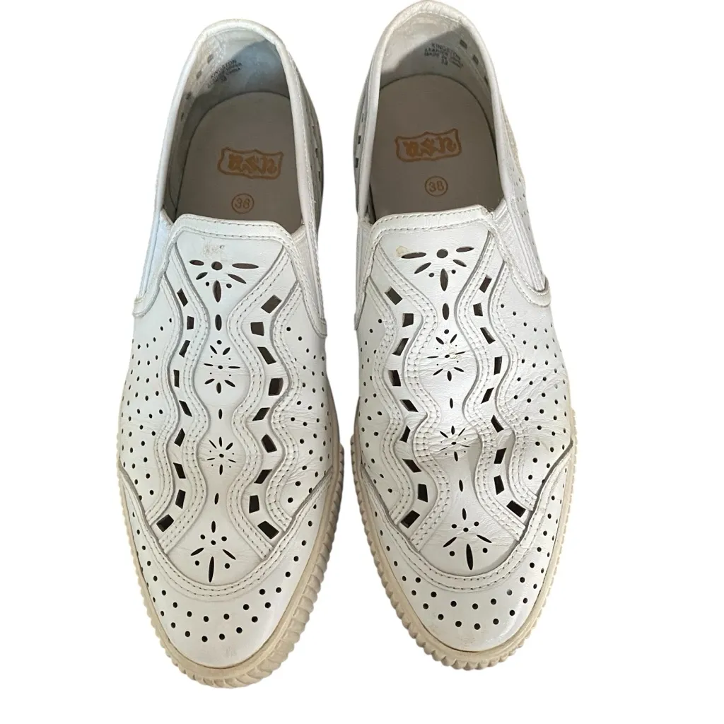 Ash Kingston White Leather Perforated Slip On Platform Sneaker size 8 38 - Image 3