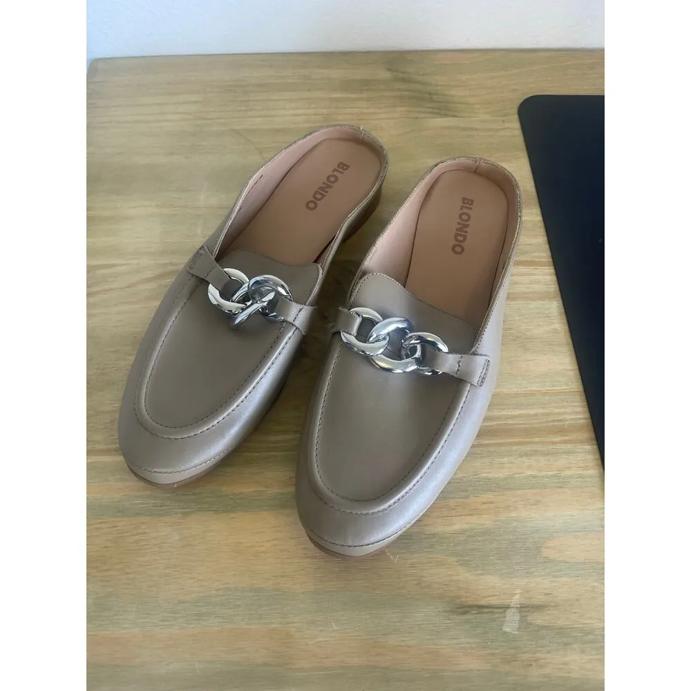 NWOT BLONDO Brylee Slip On Water Resistant Leather Loafers Mules Tan Womens 10 - Image 2