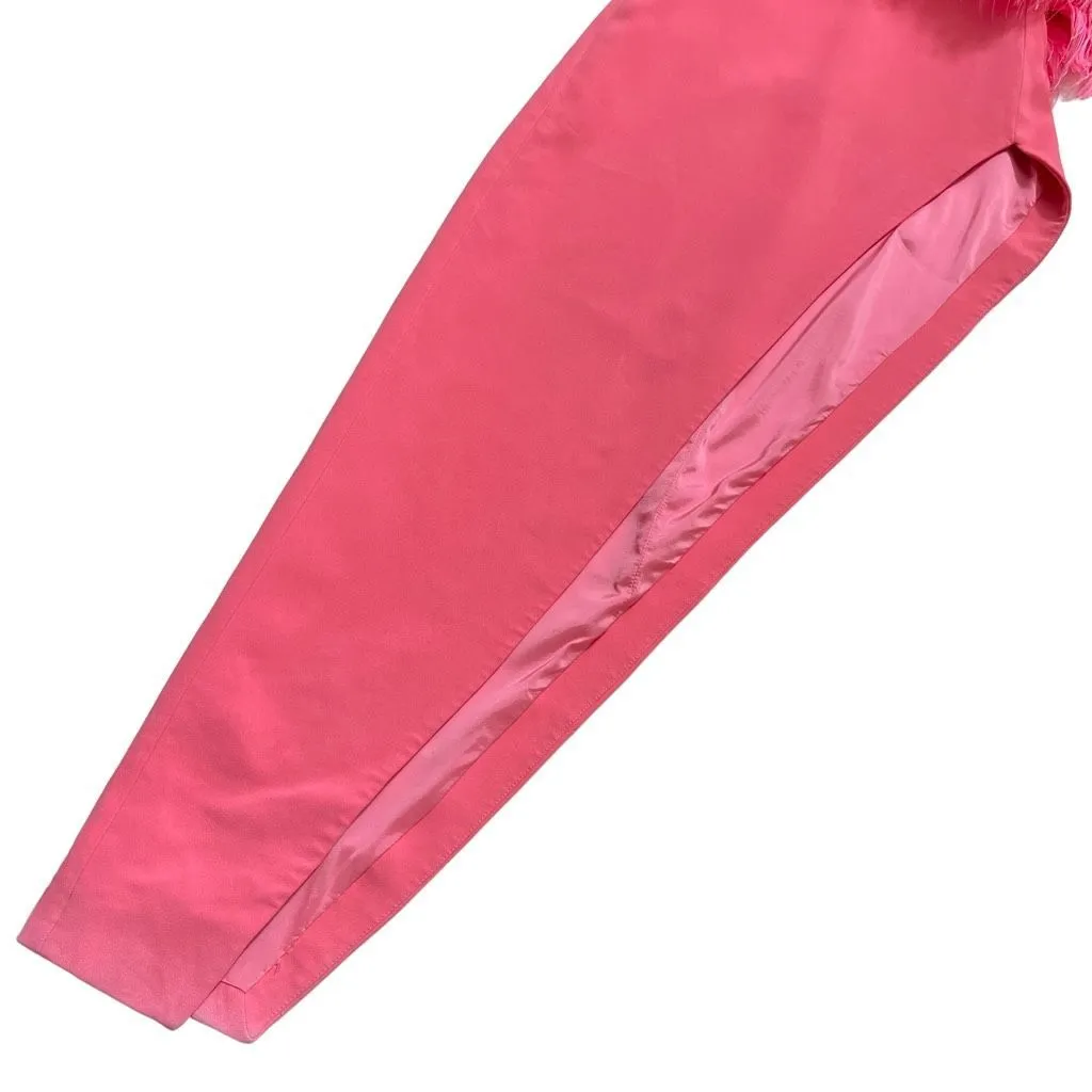 David Koma High Slit Feather Bra Dress in‎ Pink Size 6 - Image 5