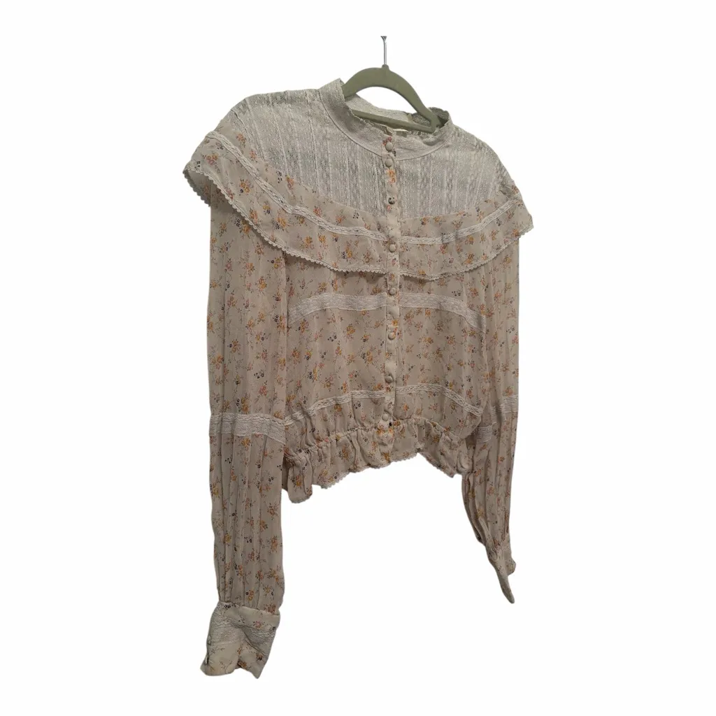 LoveShackFancy Silk Floral Lace Blouse size XS love shack fancy - Image 6
