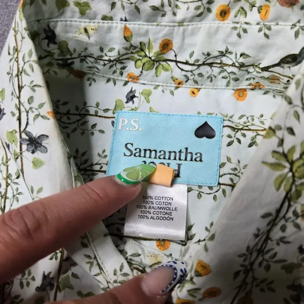 Samantha Pleet Scout Tie Bird Cutout Floral Dress Size 2 Green - Image 9