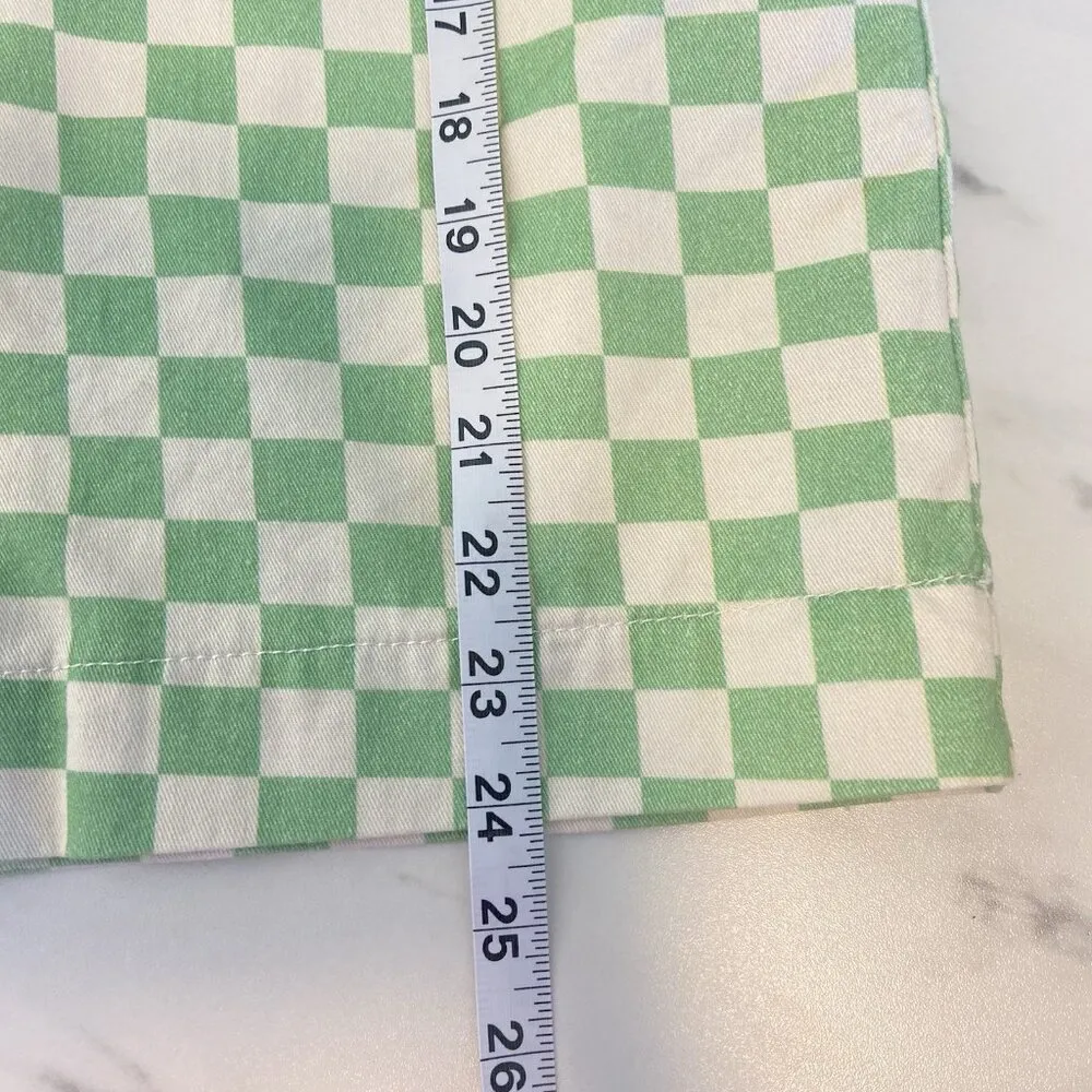 Topshop Green White Checkerboard Camp Style Boxy Shirt Size 4-6 - Image 9