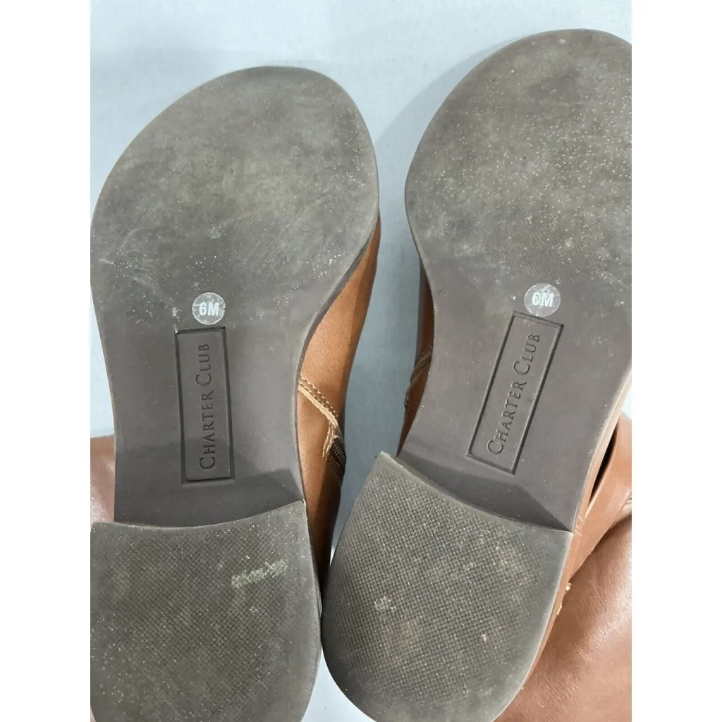 Womans Charter Club Johannes 6 M Brown Full Zip Knee Length Riding Boots - Image 8