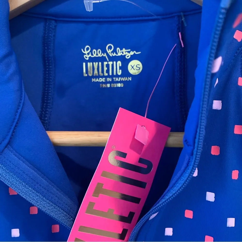 NWT Lilly Pulitzer Callie Half Zip Borealis Blue Luxletic Studio Stretch Top XS - Image 4