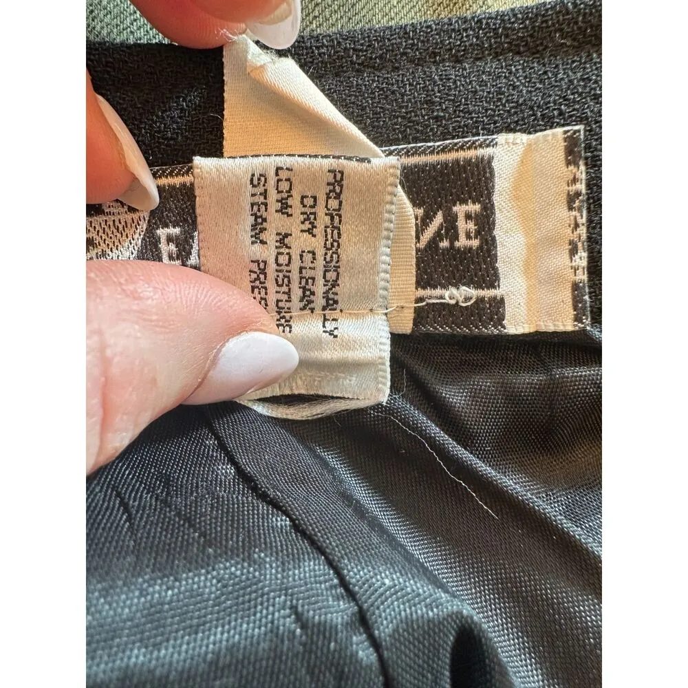 Vintage 100% Wool Black Midi Skirt with Gold Belt Size Small - Image 8