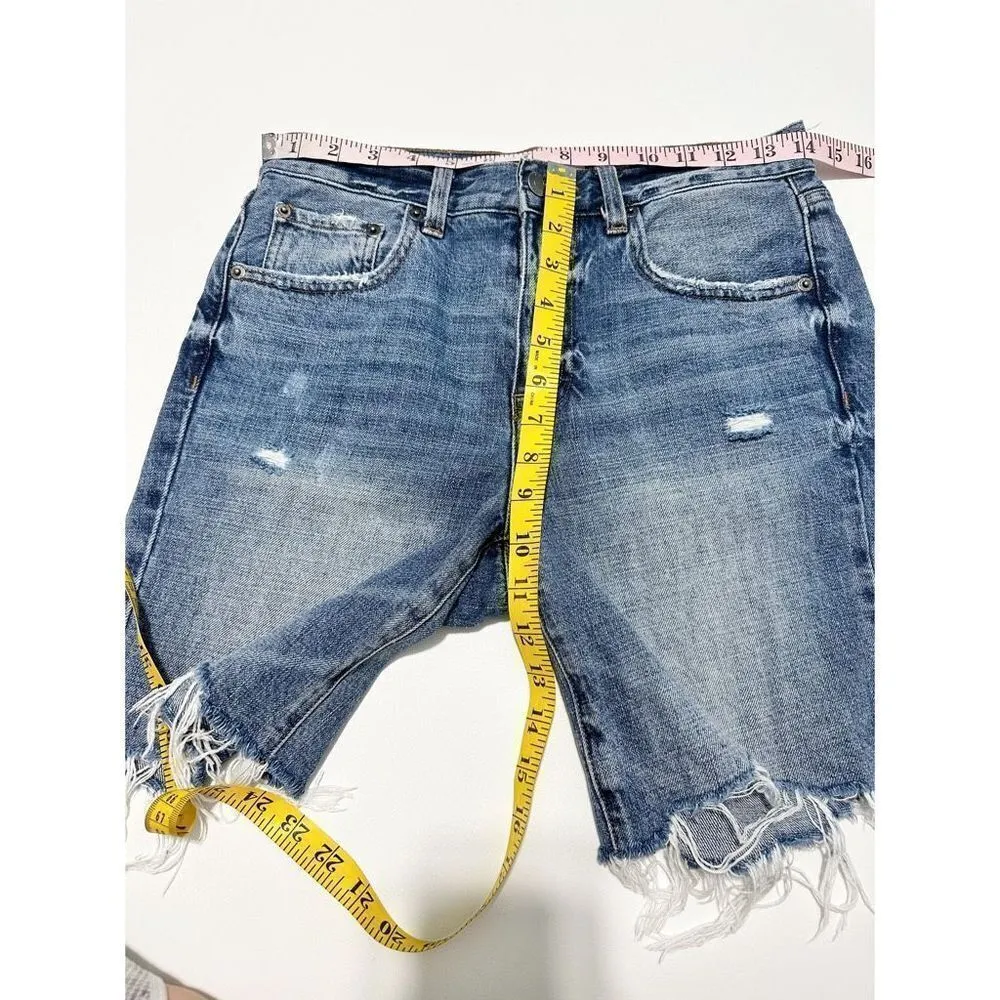 Pistola Women's Blue Medium‎ Denim Wash Frayed Distressed Raw Hem Long Short 25 - Image 9