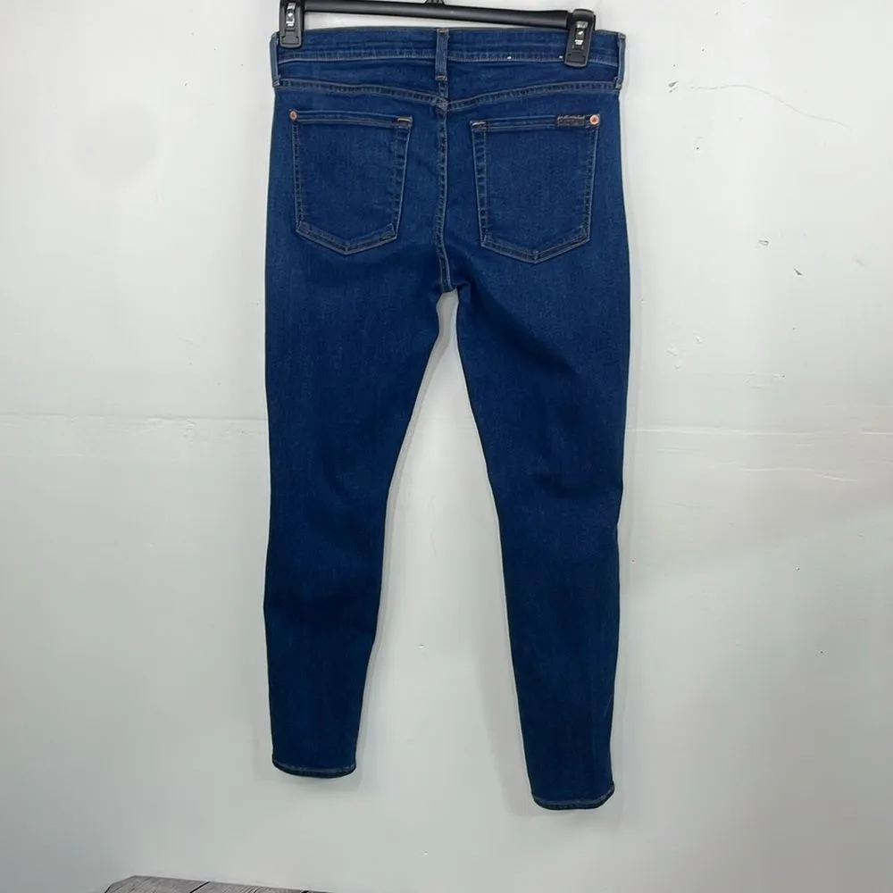 7 For All Mankind Blue The Ankle Skinny Jeans with Distressed Detail size 31 - Image 7