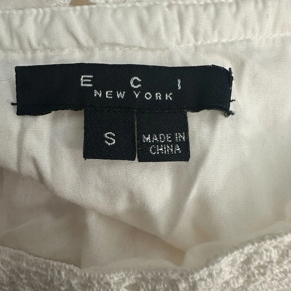 ECI New York White Tiered Eyelet Lace Boho Bohemian Midi Skirt Size Small - Image 2