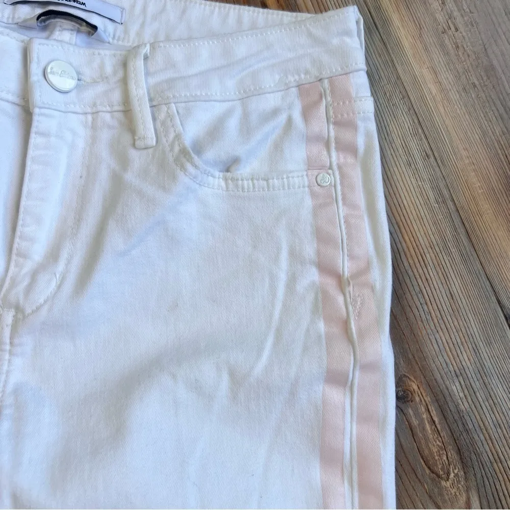 Sam Edelman The Kitten Mid Rise Skinny Ankle White Pink Jeans Size 2 / 26 #S2471 - Image 3