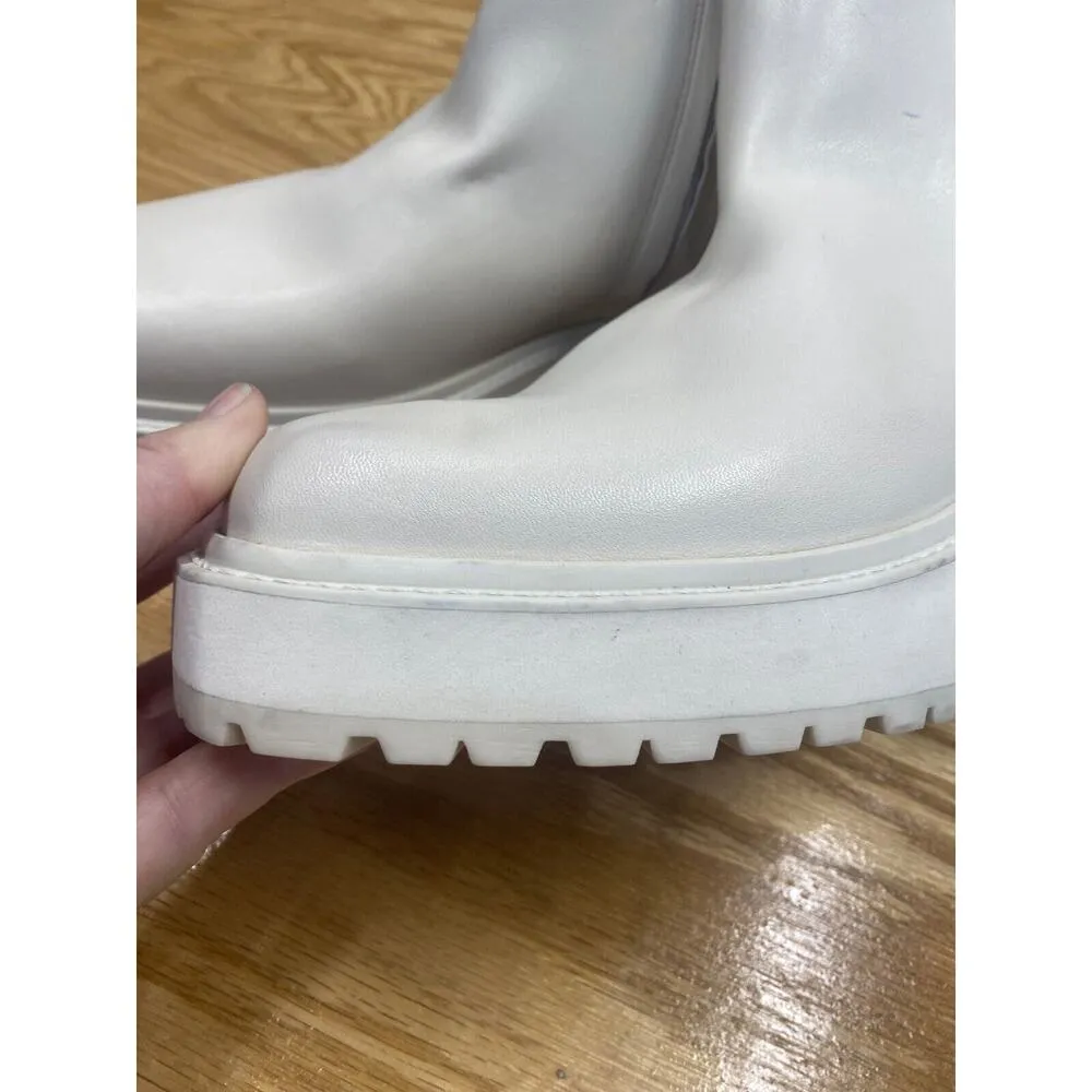 Larroude Hailey Chelsea Boots Women's Size 10 Ivory Leather Side Zip Outdoor S60 - Image 4