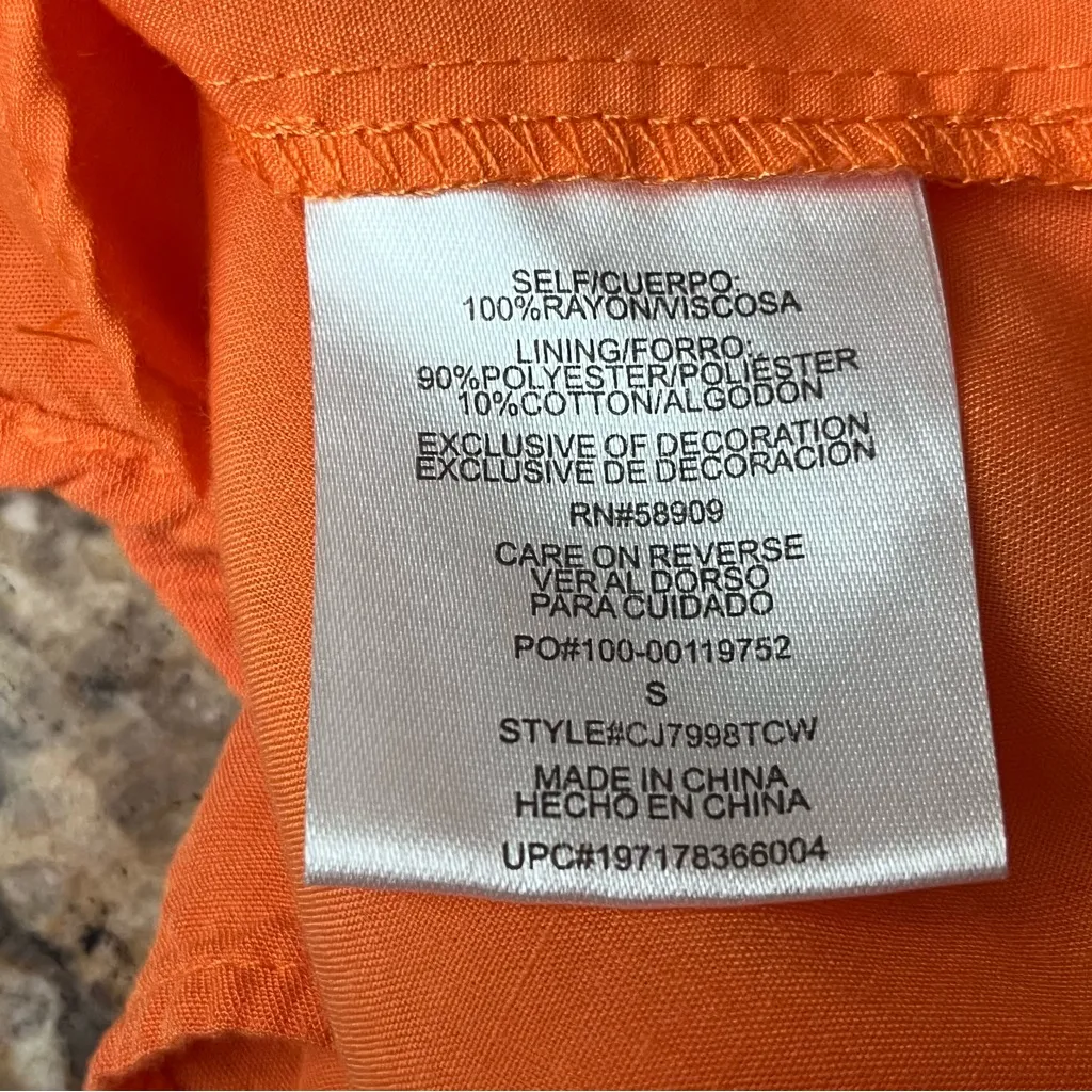 Copper Orange Babydoll Mini Dress Coquette Smocked Waist Long Sleeve S Boho - Image 10