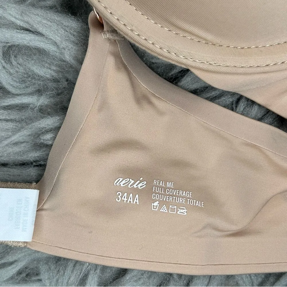 NEW Aerie Real Me full coverage neutral nude bra size 34AA - Image 5