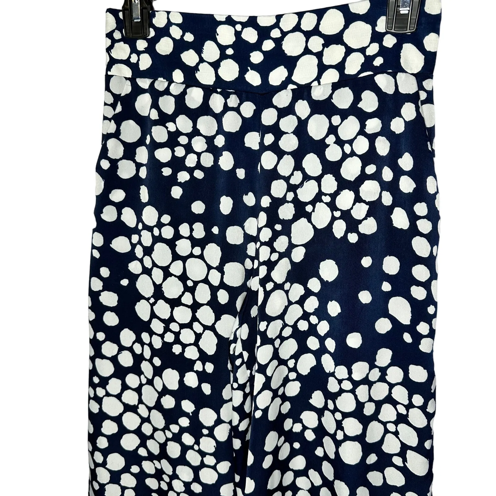 MISA LA XS Cottage Boho Blue White Dotted Wide‎ Leg High Rise Crop Pants Women's - Image 2