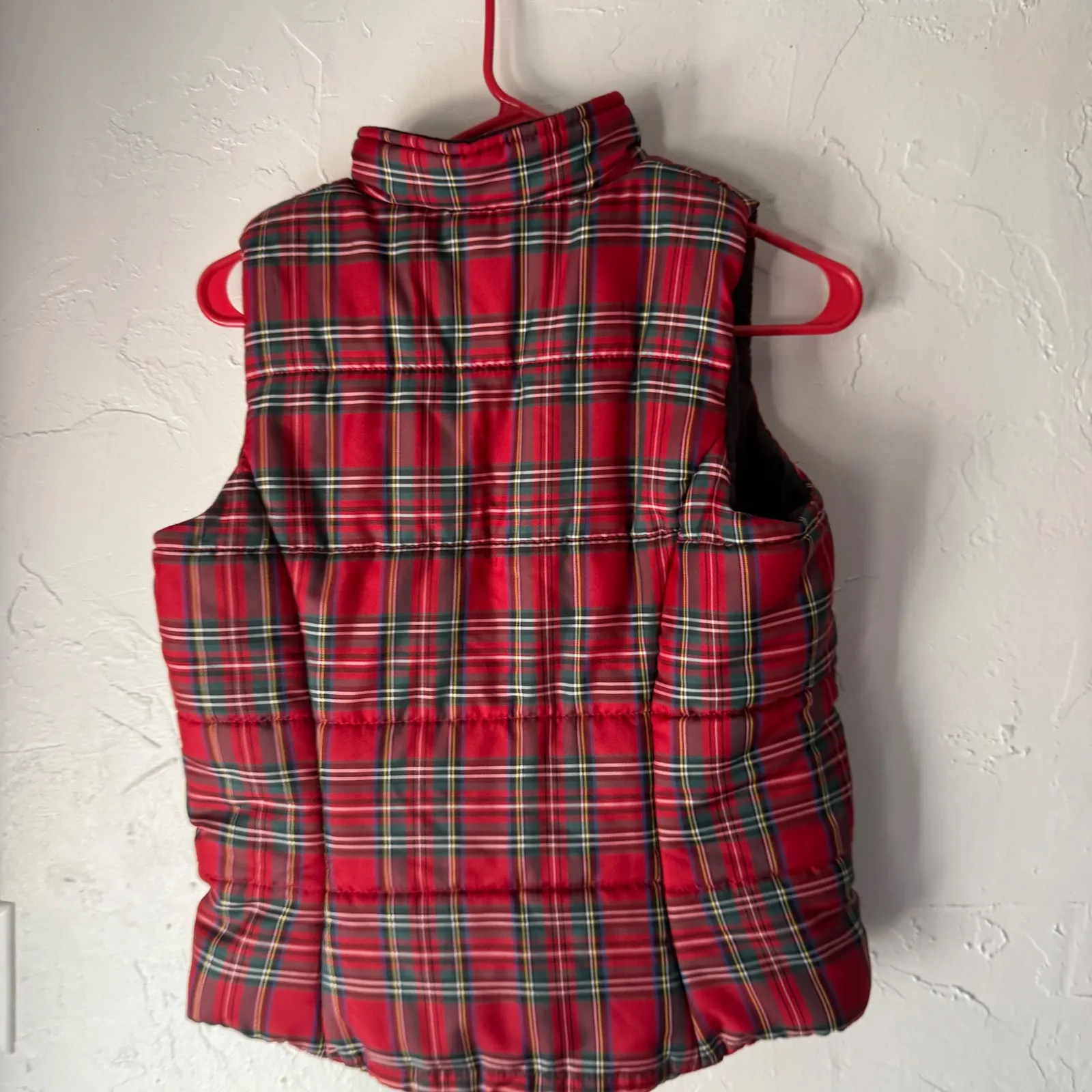 CHAPS PS Plaid‎ Puffer Vest Red Green Quilted Zip Up Lightweight Lumberjane - Image 7