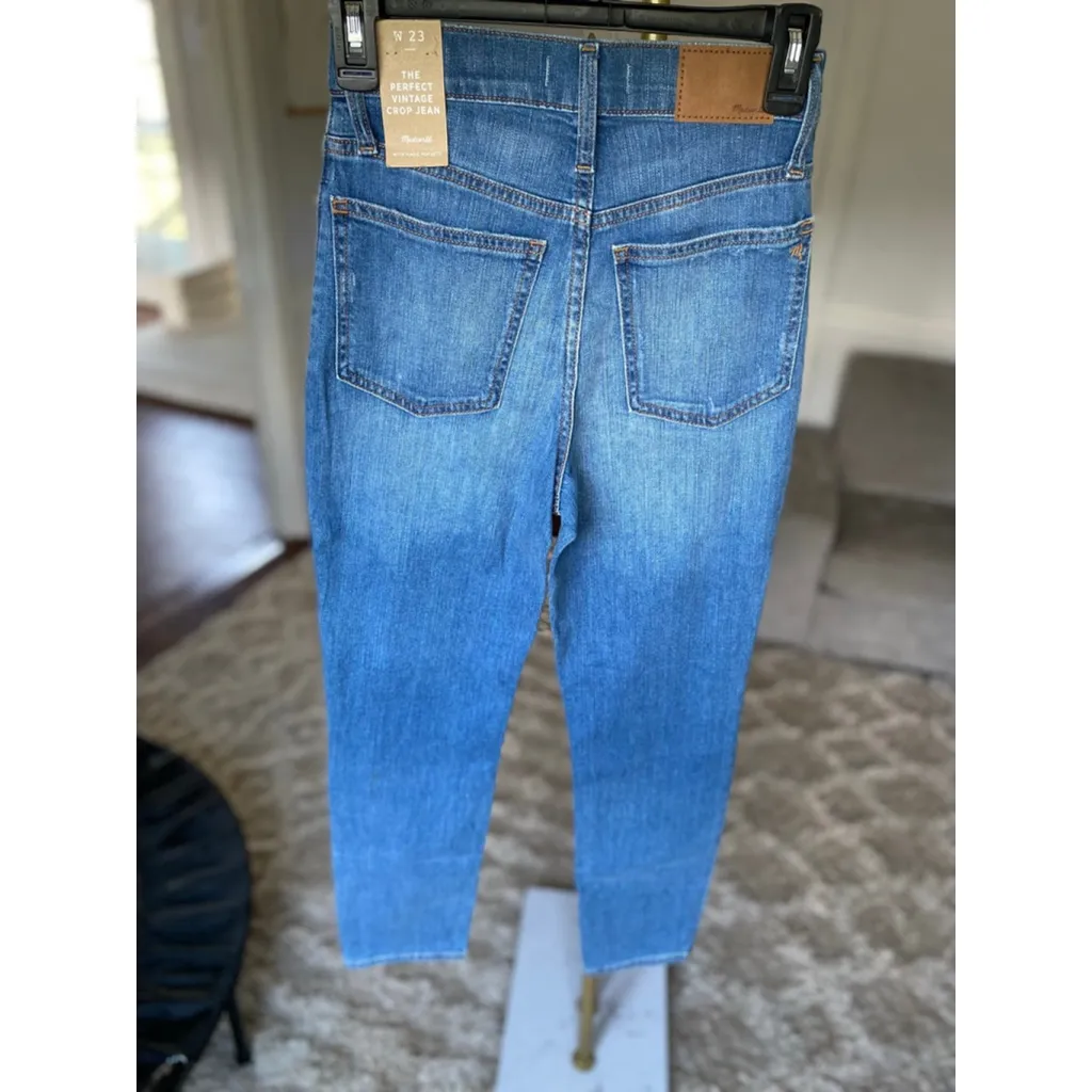 NWT Madewell High Rise Denim Jeans Perfect Vintage Crop Light Wash 23 Clean Girl - Image 3
