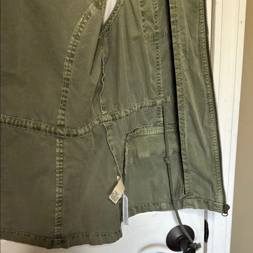 Ruff Hewn Olive Green Bead Embellished Vest Pockets Size Medium Chest 20” - Image 10