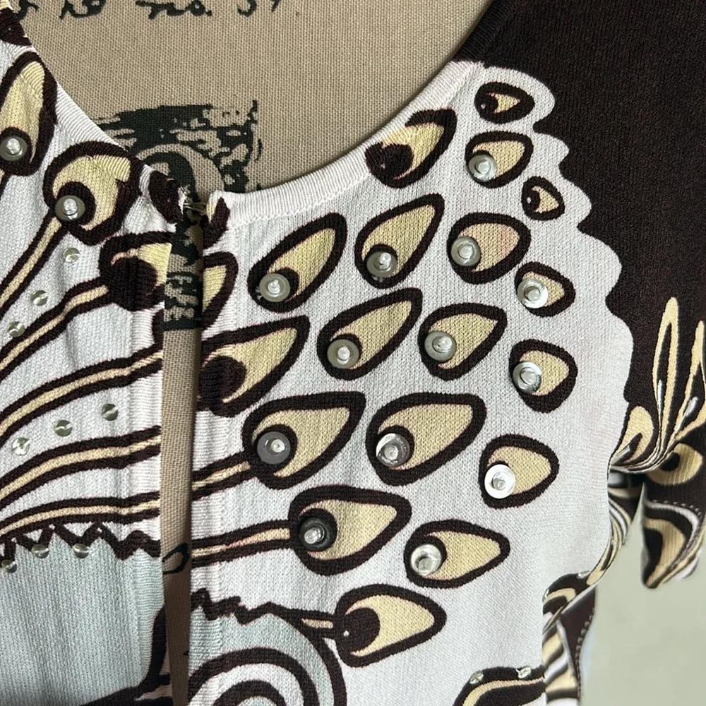 Alberto Malaki Floral Beaded Paisley Top Cardigan Size Large - Image 5