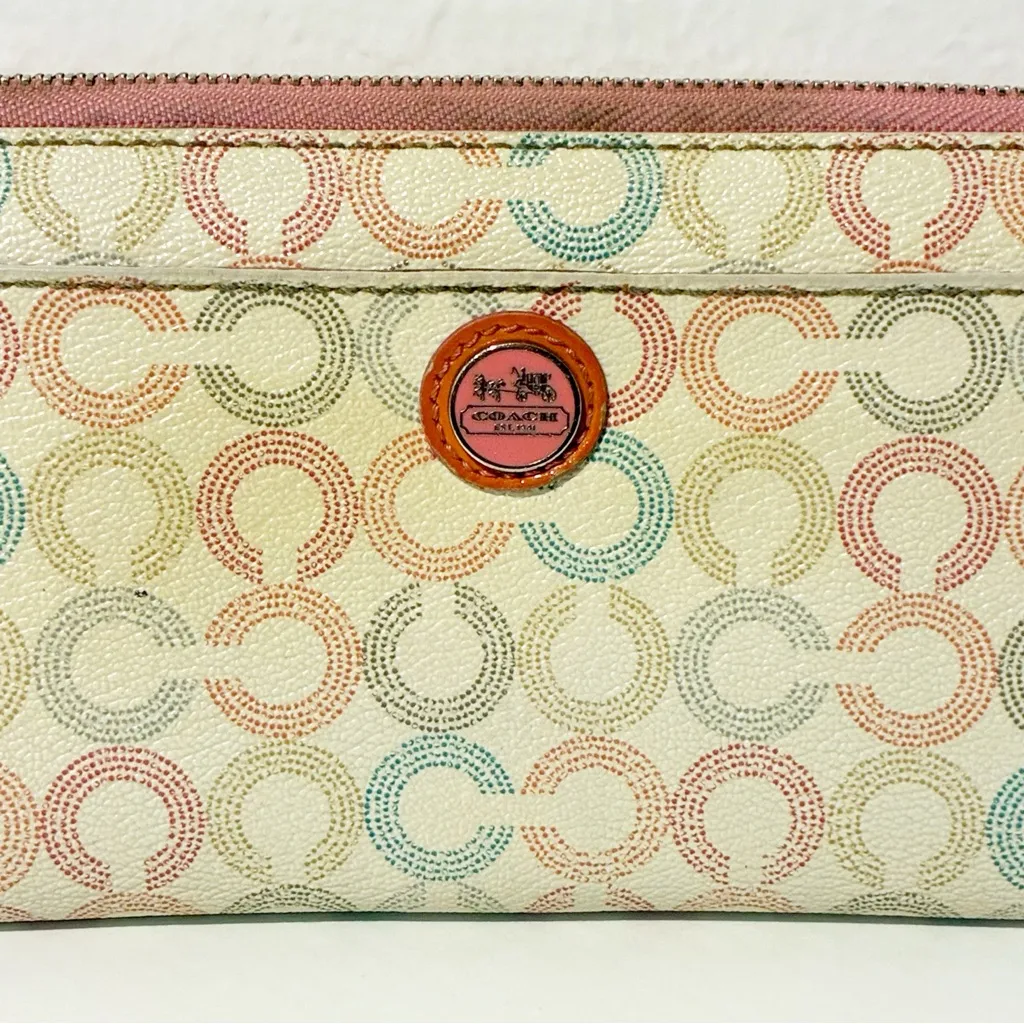 Coach Waverly Signature Accordion Zip Around Wallet Art Pop Colorful Large Pink - Image 2