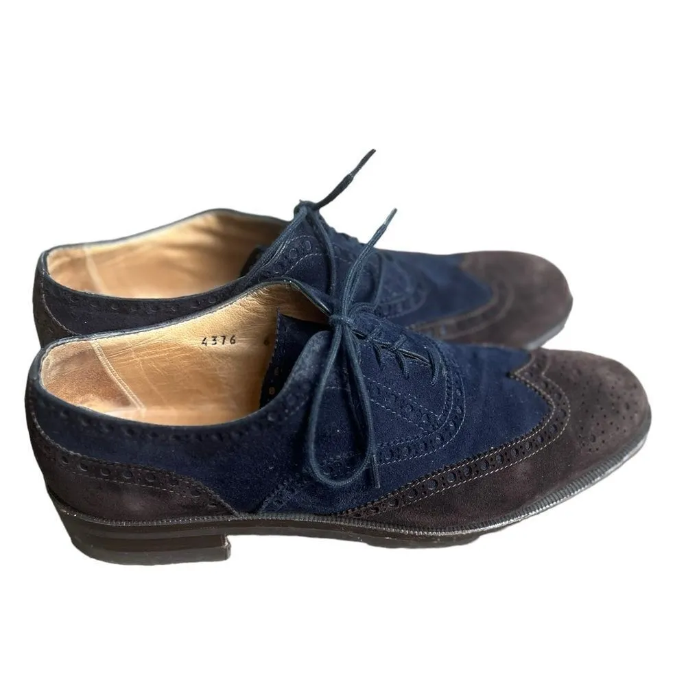 Gravati Arthur Beren Wingtip Oxford Genuine Soft Calfskin Suede 6 Blue - Image 3