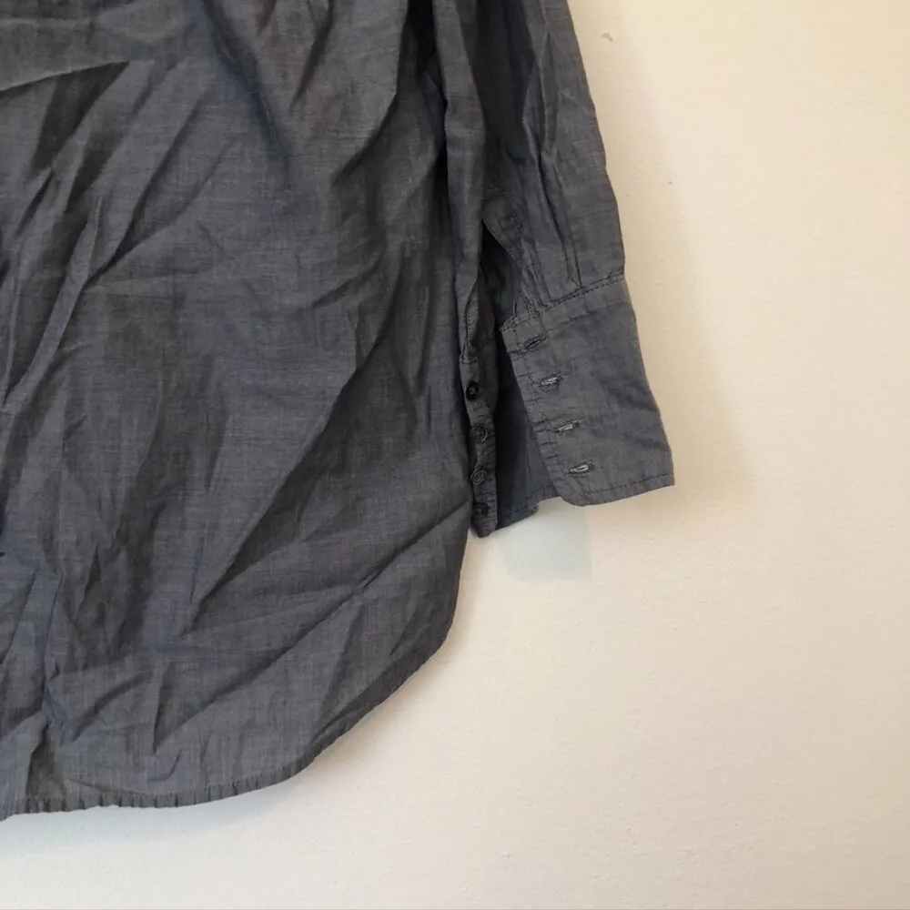 J. CREW Tuxedo Beach Tunic Muted Blue Denim Look Chambray Long Sleeve Cotton S - Image 12