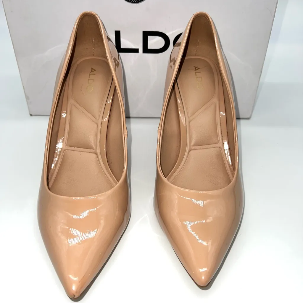 ALDO StessyMid Women's Nude High Stiletto Heels Classic Patent Leather Pumps-8.5 - Image 3