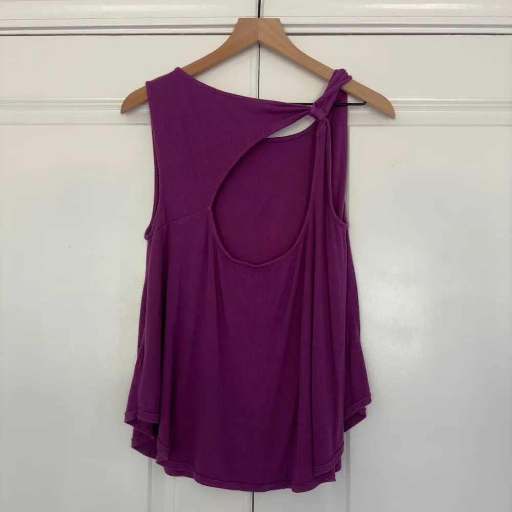 Free People Ribbed Open Cutout Back tank top twist should sleeveless stretch S - Image 2