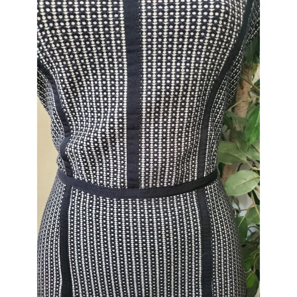 Parker Women Black White Cotton Round Neck Short Sleeve Knee Length Dress Size S - Image 3