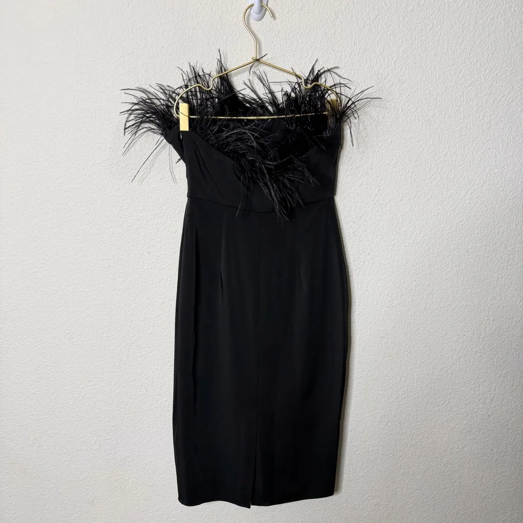 NWT LPA Revolve Aurora Black Feather Trim Strapless Dress Cocktail Party Size XS - Image 7
