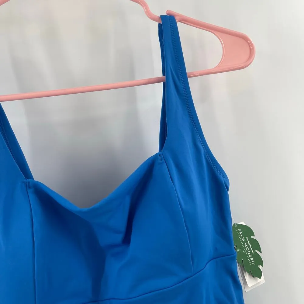 TOMMY BAHAMA Swimsuit Size 8 Palm Modern Square Neck One Piece Blue Swim NWT - Image 9