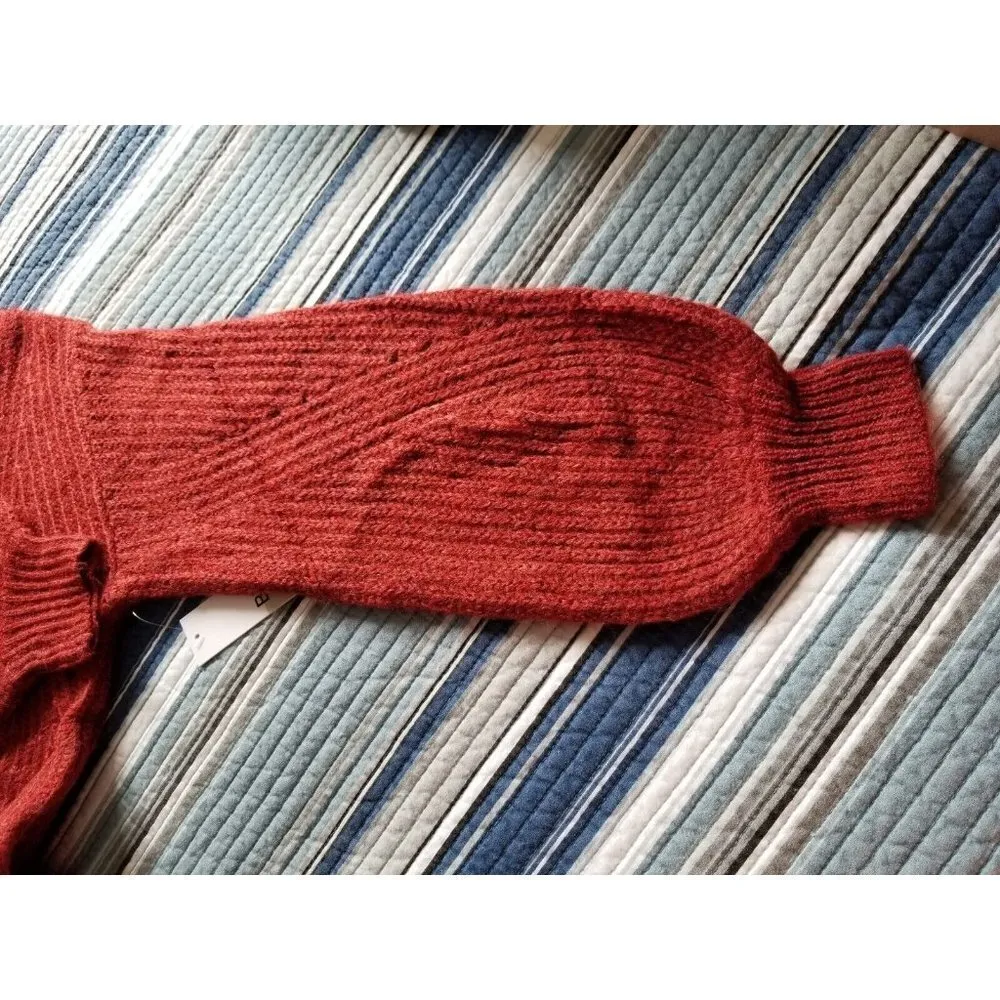 BP Crew Neck Oversized Knit Sweater Balloon Raglan Sleeve Red Rhubarb Women XS - Image 7